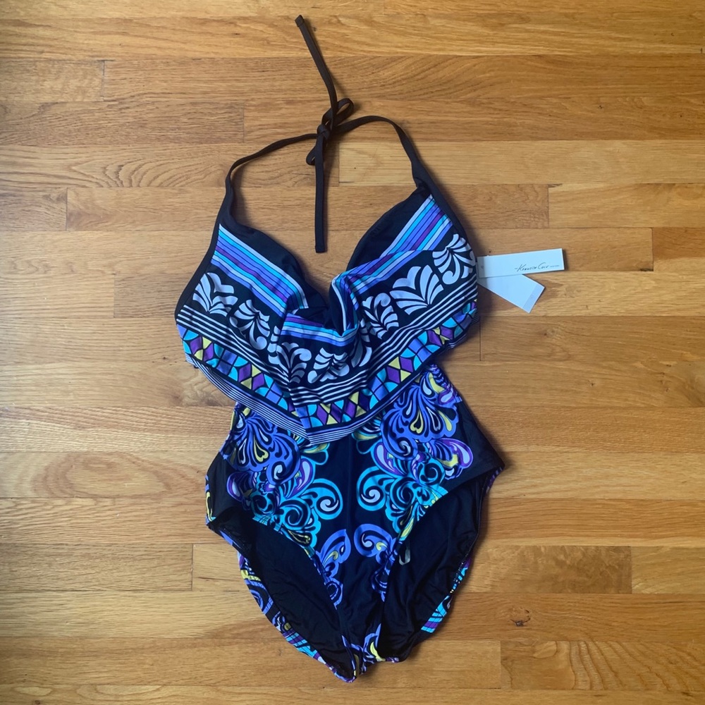 Kenneth Cole Monikini - XL - Black/Blue/Multicolor